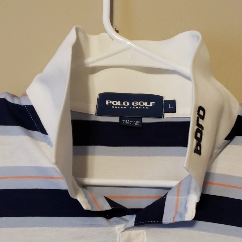 Ralph Lauren golf 100% cotton blue white orange